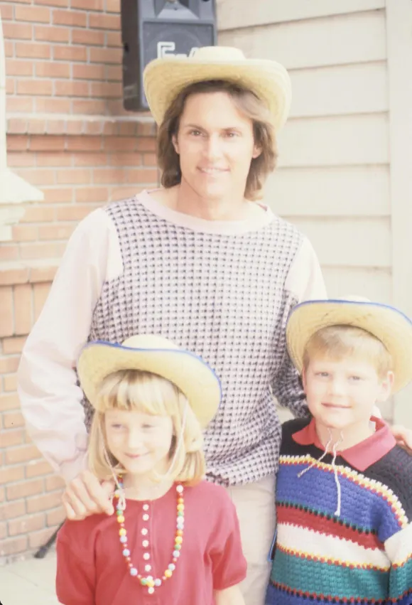 BRUCE JENNER with daughter Chrystie Scott (6) and son Bert (8).J.D. Hall.f3781.Supplied by Photos,
