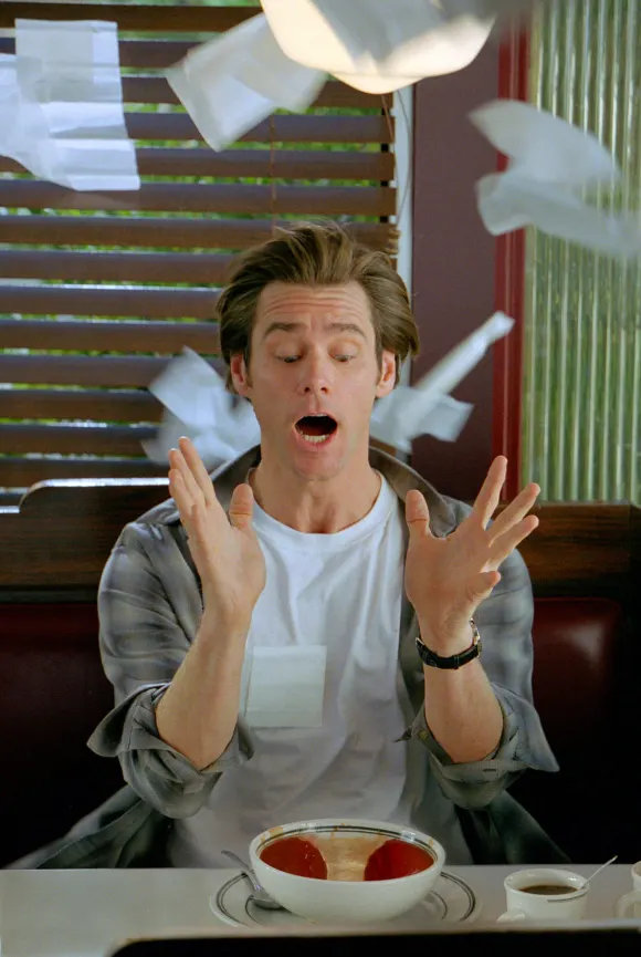 Almighty: When the main character, played by Carrey, complains about the misfortunes of his life and demands to receive signs from God, God responds but Carrey is too blind to read them, until he finally receives God's power temporarily. With great power comes great comedy, in the right hands; and we are in very right hands.