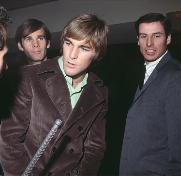 Singer Dennis Wilson of American rock band The Beach Boys, during a reception at the Hilton Hotel in London, 18th December 1967. The band are there to receive a Silver Disc for the sales of their LP 'Best of the Beach Boys'. (Photo by Keystone/Hulton Archive/Getty Images)