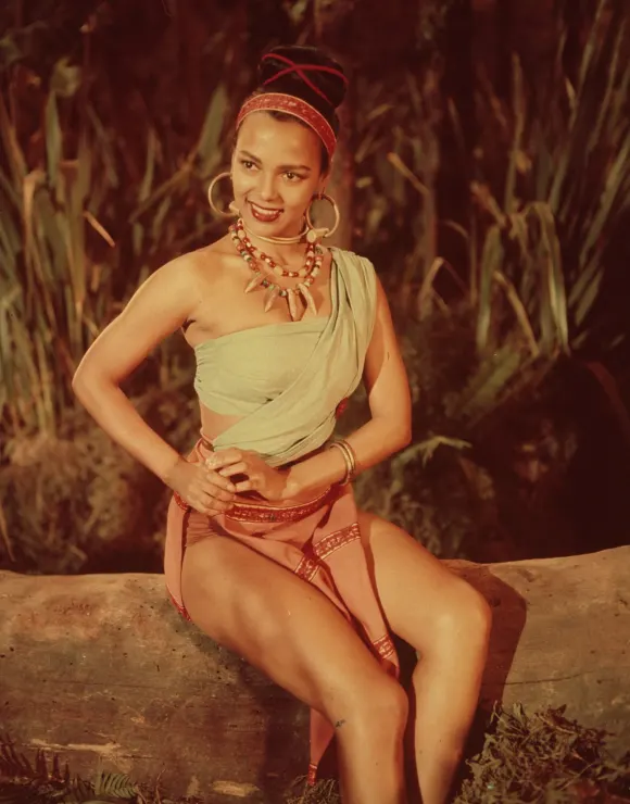 Actress  Dorothy  Dandridge  posing  in  costume  for  the  motion  picture  Tarzan's  Peril.

Ed  C