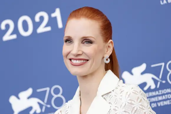 Jessica Chastain attends the photocall of "Scenes From A Marriage" during the 78th Venice International Film Festival.