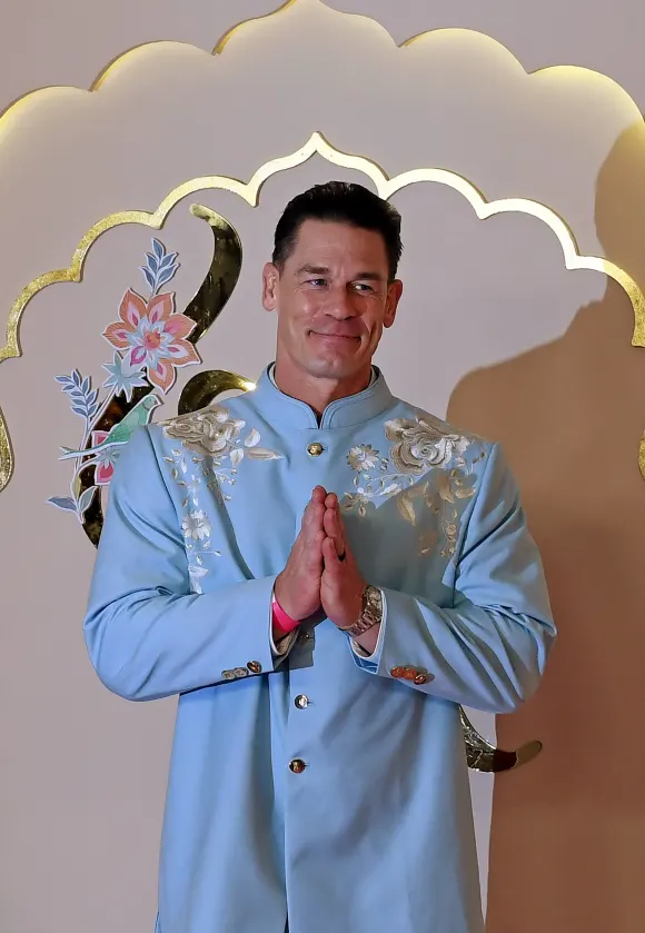 July 12, 2024, Mumbai, Maharashtra, India: American actor and professional wrestler John Cena greets the media with fold