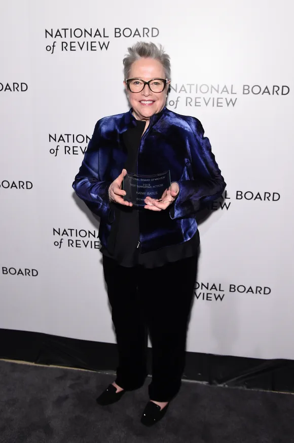 Kathy Bates poses with an award during the National Board of Review's annual awards gala at Cipriani 42nd Street on January 8, 2020, in New York City