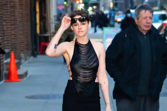 Kristen Stewart in a transparent top