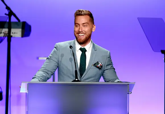 BEVERLY HILLS, CA - MAY 05: TV personality Lance Bass speaks during the 24th Annual Race To Erase MS Gala at The Beverly Hilton Hotel on May 5, 2017 in Beverly Hills, California. (Photo by Rich Fury/Getty Images)