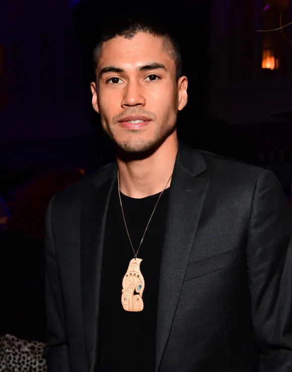 Martin Sensmeier attends a cocktail party for "Wind River" at Circa 55 Restaurant