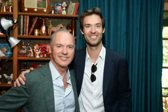 Michael Keaton and songwriter Sean Douglas attend The Weinstein Company's Celebratory Lunch for Michael Keaton