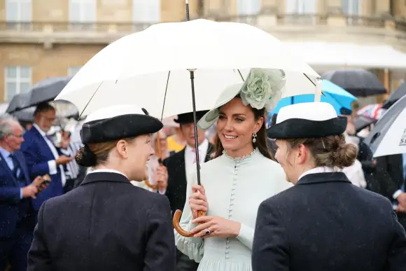Prince William Kate Middleton royal garden party Buckingham Palace rain hats photos pictures 2022 Prince Edward Sophie Wessex