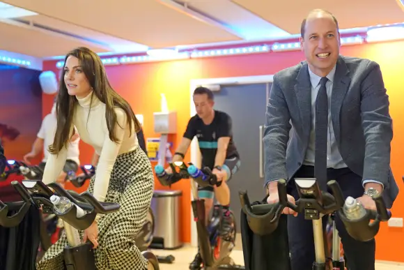 Prince William Princess Kate exercise bikes gym event 2023 photos pictures