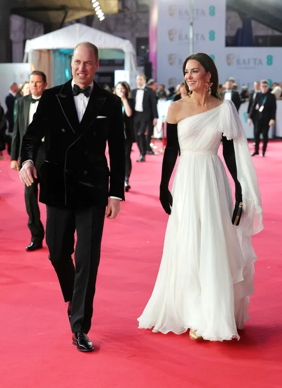 Prince William Princess Kate BAFTA film awards 2023 dress Alexander McQueen pictures photos