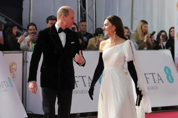Prince William Princess Kate BAFTA film awards 2023 dress Alexander McQueen pictures photos