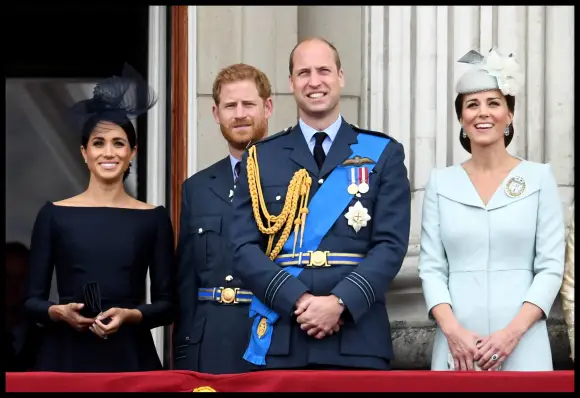 Prince Harry and Prince William with Kate and Meghan