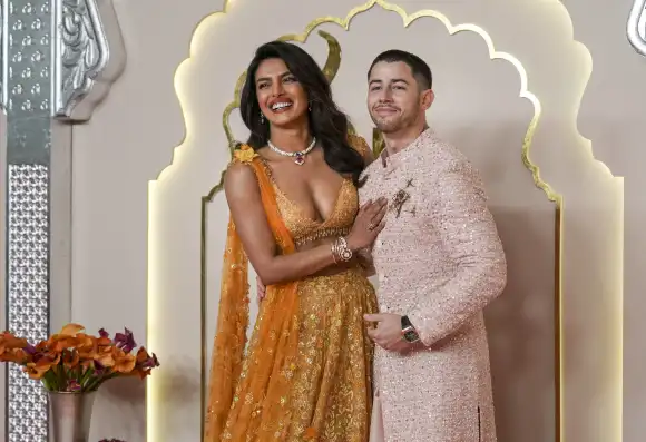 Anant Ambani-Radhika Merchant s wedding Mumbai: Actor Priyanka Chopra with her husband and singer Nick Jonas poses for p