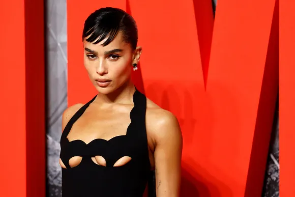 Zoe Kravitz poses on the red carpet upon arrival for a special screening for the movie "The Batman".