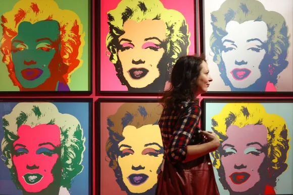 23.10.2023. Russia. Moscow. Visitors at the opening of the exhibition Tinkoff City: Andy Warhol and Russian Art at the J