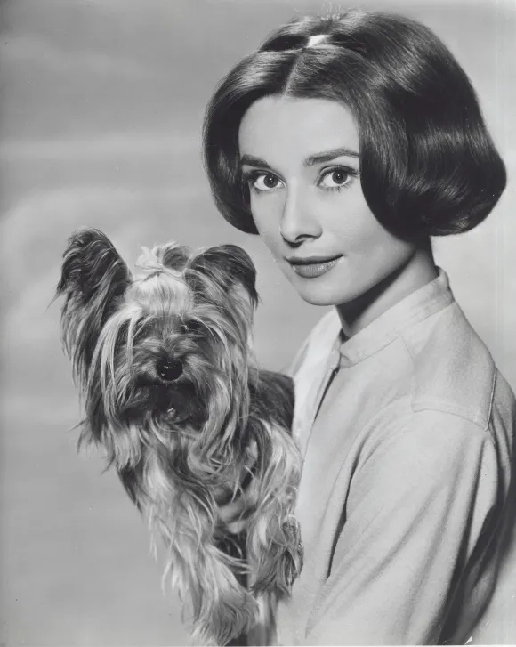 Audrey Hepburn and her dog Famous.