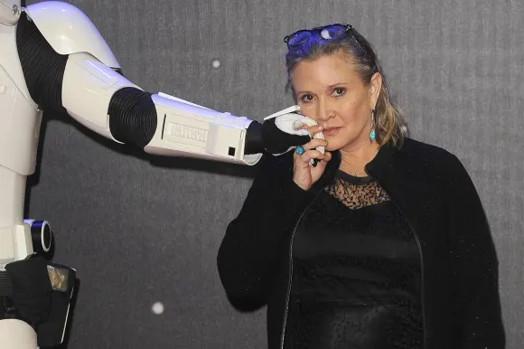 Carrie Fisher attending the European Premiere of 'Star Wars: The Force Awakens' in London.