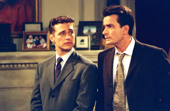 Jason Priestley, Charlie Sheen in 'Spin City'