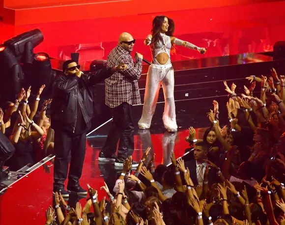 September 11, 2024, Elmont, Ny, USA: Anitta, DJ Khaled, Fat Joe performs during the 2024 MTV Video Music Awards at UBS A