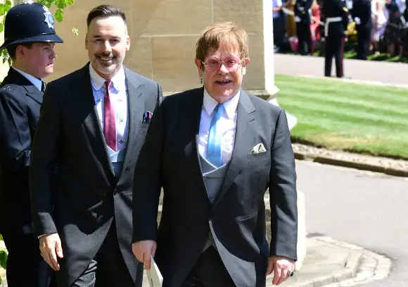 David Furnish and Elton John at Prince Harry's wedding to Meghan Markle