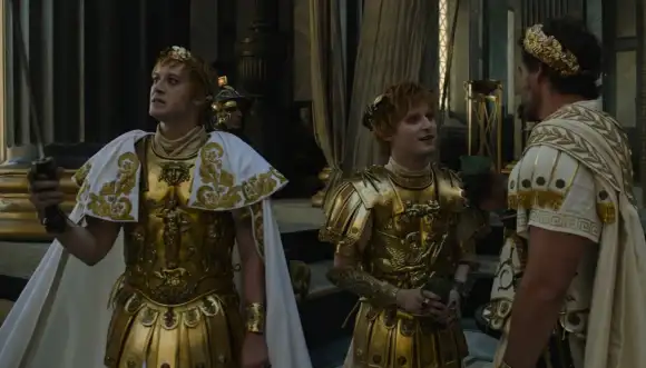 Joseph Quinn, Fred Hechinger and Pedro Pascal in 'Gladiator II'