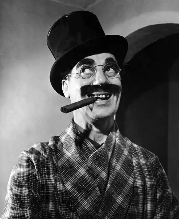 Comedian Grouch Marx w. cigar, sporting top hat & cigar.Ralph Crane/The LIFE Picture CollectionS