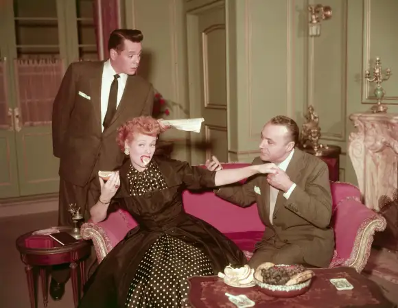 Desi Arnaz, Lucille Ball, Charles Boyer in 'I Love Lucy'