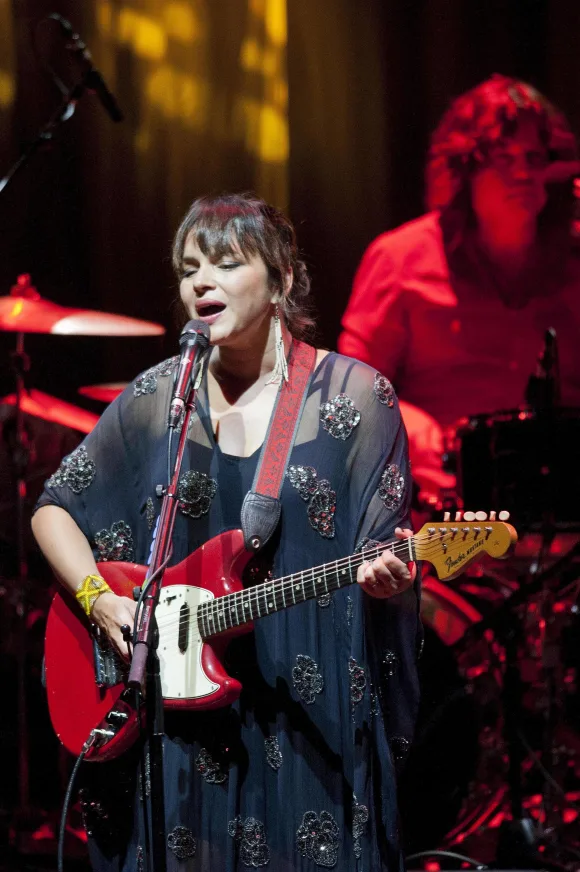 The singer songwriter and pianist Norah Jones performs during the concert of the festival of Cap R