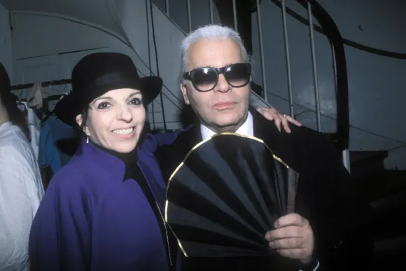 Photo Guy Marineau Karl Lagerfeld et Liza Minelli Paris 1990 ***Nous contacter avant toute utilisat