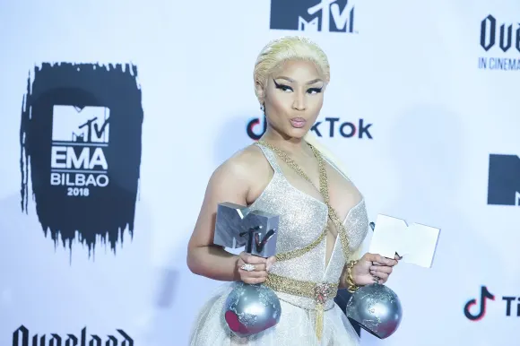 Nicki Minaj poses in the press room during the 25th MTV EMAs 2018 held at Bilbao Exhibition Centre 'BEC' on November 5, 2018 in Madrid, Spain (Manuel Cedron)
