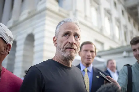 Comedian and Activist Jon Stewart, speaks after the Senate passed the PACT Act, a bill to expand health care benefits f