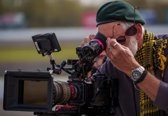 Syndication: The Indianapolis Star Writer and director, Stark Howell, watches a playback during filming of Mayberry Man,
