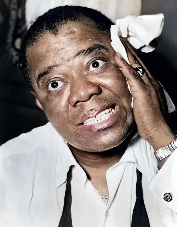 September 29, 2023, New York City, New York, USA: Louis Armstrong (1901-1971), American trumpeter and vocalist, head and