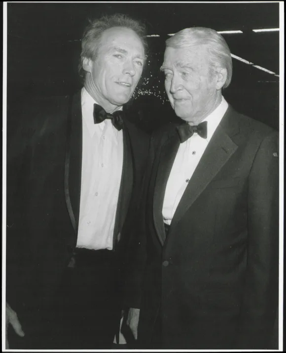 UNITED  STATES  -    Clint  Eastwood  and  James  Stewart  (right)DMI/The  LIFE  Picture  Collecti