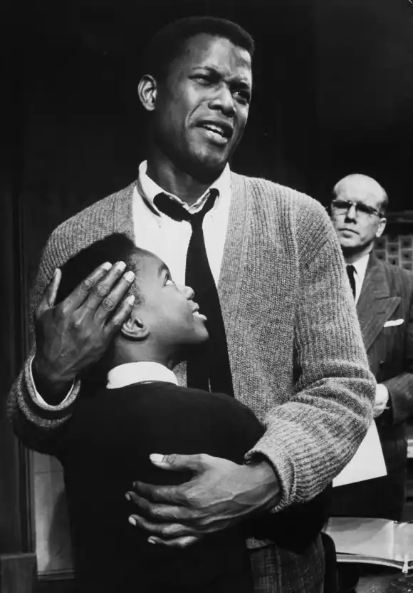 Actor  Sidney  Poitier  in  scene  from  play  A  Raisin  in  the  Sun.Gordon  Parks/The  LIFE  Pi