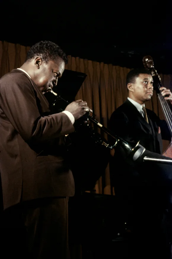 American  musician  Miles  Davis  playing  jazz,  New  York  City,  New  York,  1958.Robert  Kelle
