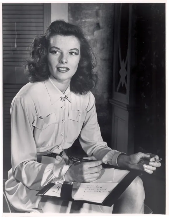 UNITED  STATES  -  CIRCA  1938:    Portrait  of  actress  Katharine  Hepburn  on  the  set  of  her