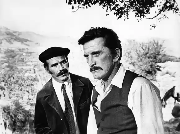 April 25, 2023, USA: Michele Cimarosa, Kirk Douglas, on-set of the film, The Brotherhood , Paramount Pictures, 1968 USA