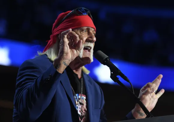 July 18, 2024, Milwaukee, Wisconsin, USA: HULK HOGAN speaks on the fourth day of the Republican National Convention at F