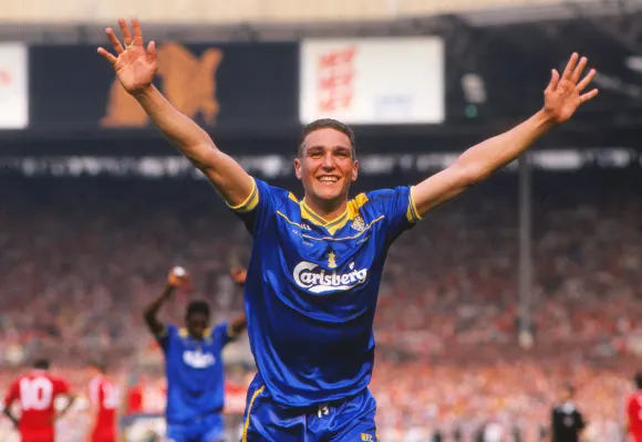 Football - 1988 FA Cup Final Wimbledon v Liverpool Wimbledon s Vinnie Jones celebrates after the final whistle at Wembl