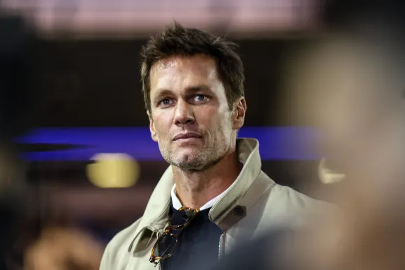 Birmingham, England, September 16th 2024: Tom Brady being interviewed pitchside prior to the Sky Bet League One football
