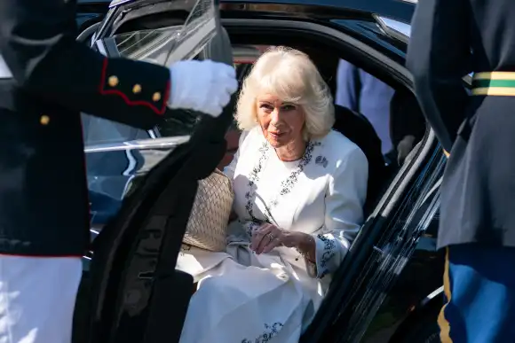 Queen Camilla upon her arrival in Washington