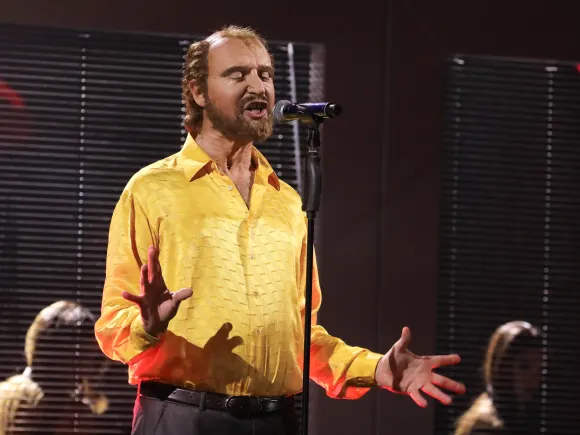 Rome: Rome, Rai studios ex Dear, TV show Tale e Quale Show . In the photo: Simone Annicchiarico imitates Joe Cocker Rome