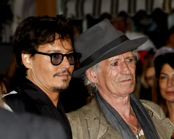 Johnny Depp and Keith Richards at the Los Angeles premiere of 'Pirates Of The Caribbean: On Stranger