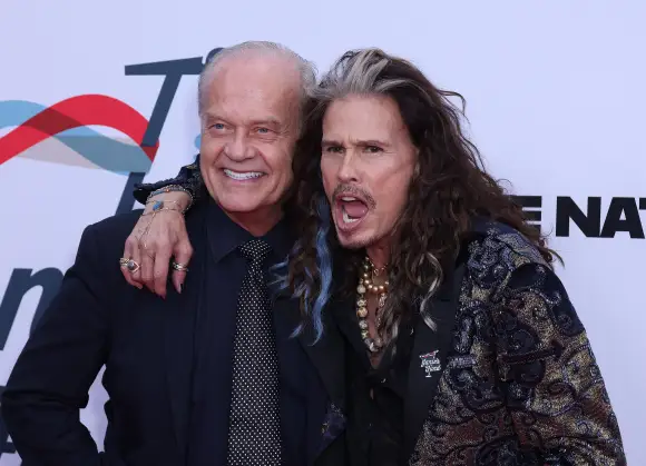 February 4, 2024, Hollywood, Ca, USA: Kelsey Grammer and Steven Tyler attend the Jam for Janie GRAMMY Awards Viewing Par