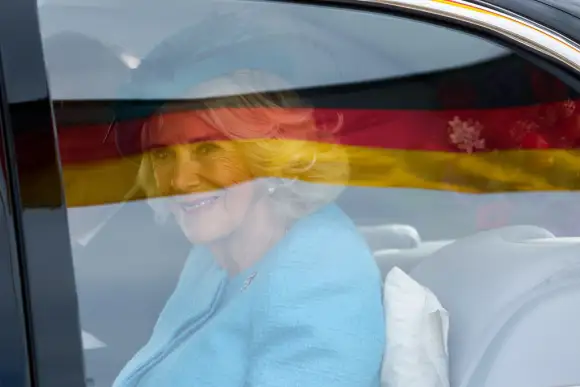 Queen Camilla at the airport in Germany