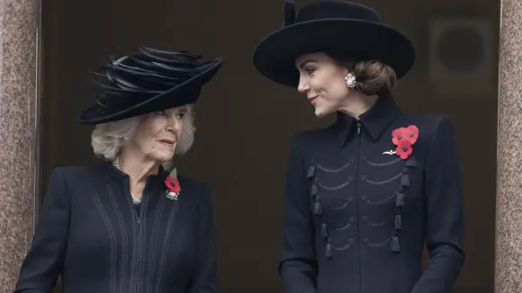 Entertainment Topics of the Week, Week 45 Entertainment Photos of the Day. November 12, 2023. London, United Kingdom. Queen Camilla and Kate Middleton, the Princess of Wales, at the Remembrance Sunday service at the Cenotaph in London. PUBLICATIONxINxGERxSUIxAUTxHUNxONLY xStephenxLockx/xi-Imagesx IIM-24795-0076