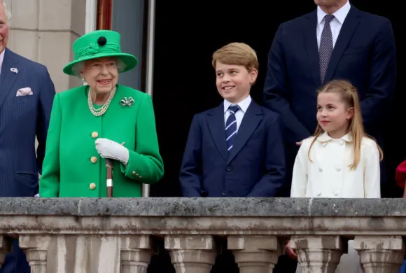 Queen Elizabeth II, Prince George and Princess Charlotte
