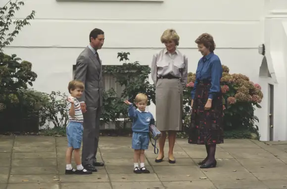 Lady Diana, Prince Harry, Prince William, and Prince Charles