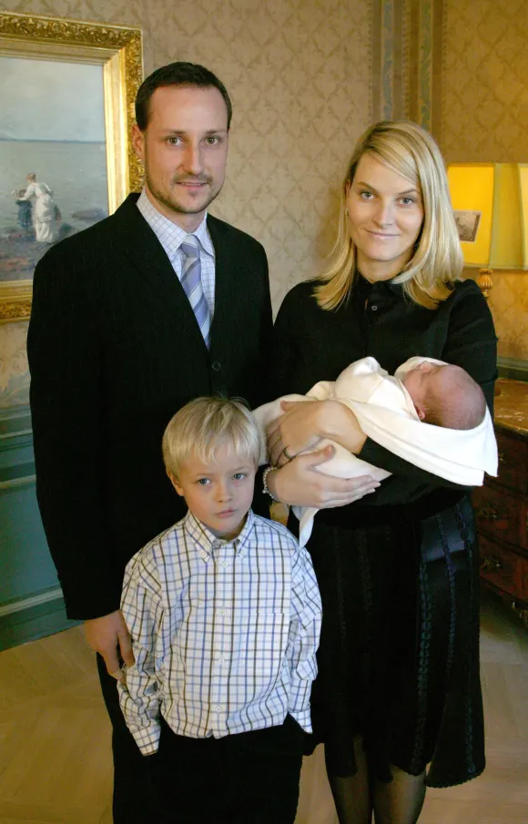 Mette-Marit and Haakon shortly after the birth of their daughter in 2005.